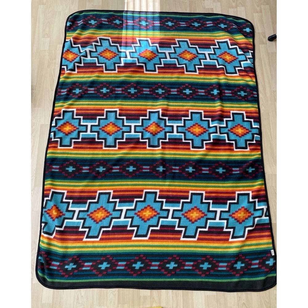 El Paso Saddle Blanket Co. Southwestern Blanket Throw Colorful 80" x 58"